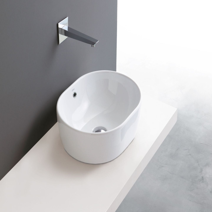 Lavabo d'appoggio con troppopieno COVER