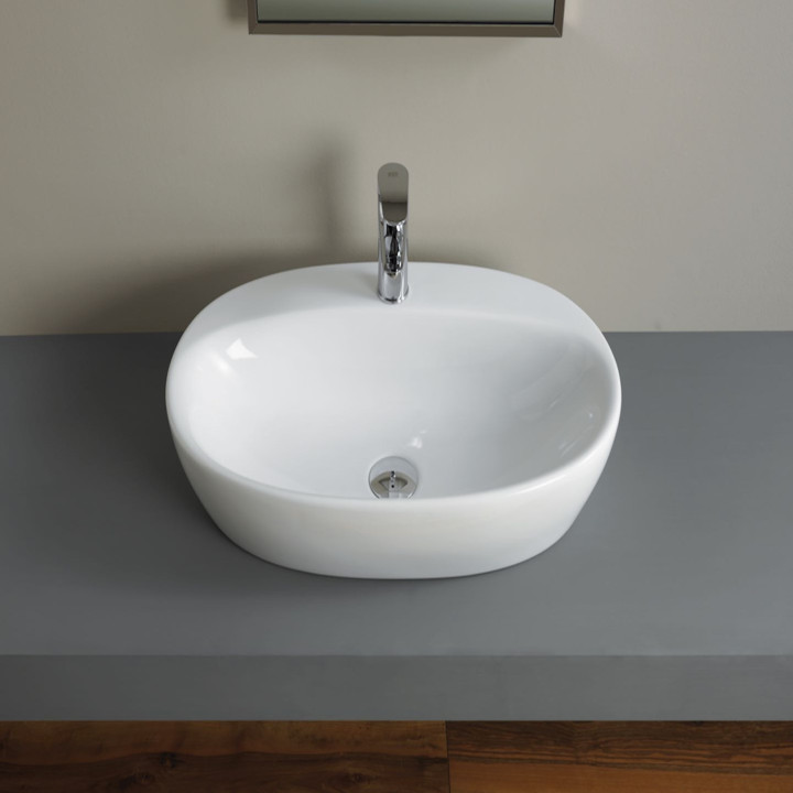 Lavabo d'appoggio senza troppopieno con foro miscelatore STAR