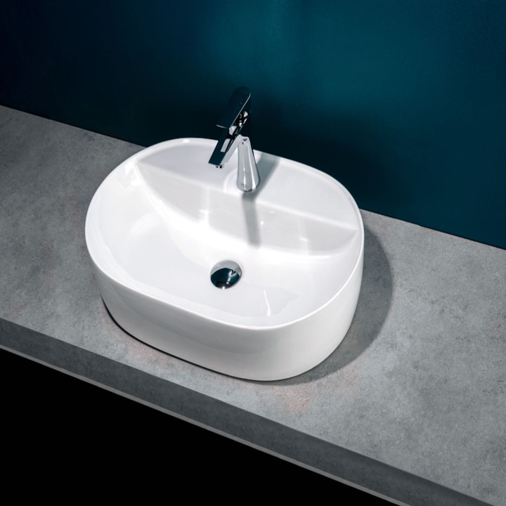 Lavabo d'appoggio senza troppopieno con foro miscelatore KEY