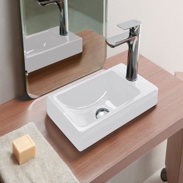 Lavabo da incasso senza troppopieno con foro miscelatore SMALL