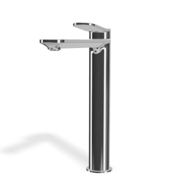 Tre miscelatore monocomando alto per lavabo con scarico click-clack e tappo a copertura totale