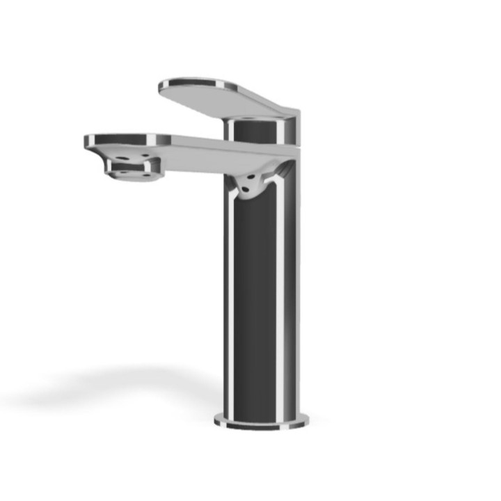 Tre miscelatore monocomando per lavabo con scarico click-clack e tappo a copertura totale