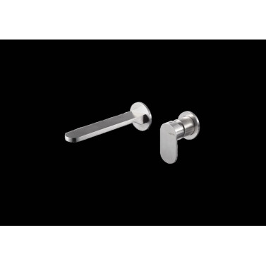 Ayas Steel gruppo miscelatore monocomando a parete per lavabo completo di parti incasso, Senza scarico
