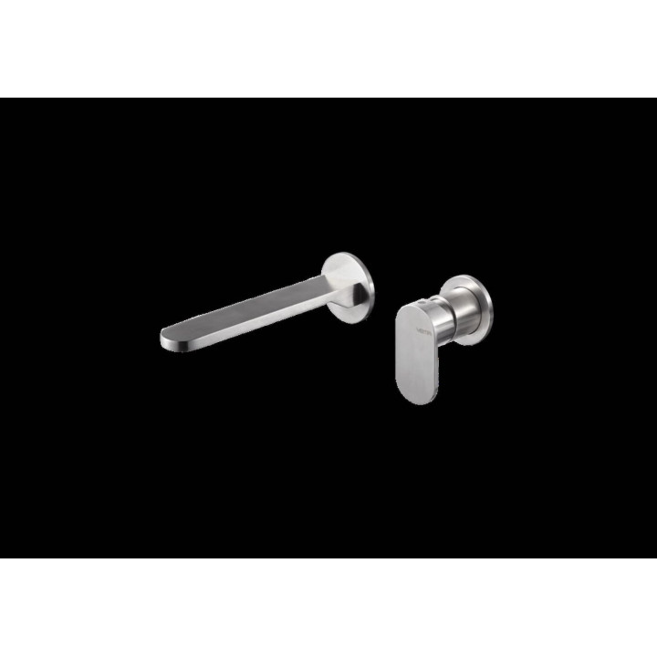 Ayas Steel gruppo miscelatore monocomando a parete per lavabo completo di parti incasso, Senza scarico