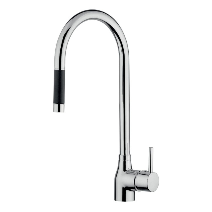 Digit miscelatore monocomando per lavello con bocca girevole e con doccetta estraibile