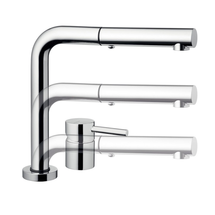 Idrotech miscelatore monocomando a scomparsa per lavello 2 fori con doccetta estraibile