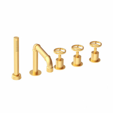 Industral job batteria per bordo vasca 5 fori con rubinetti