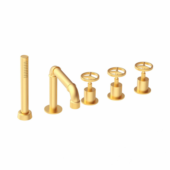 Industral job batteria per bordo vasca 5 fori con rubinetti