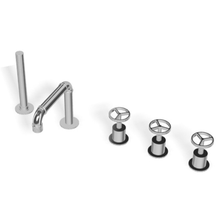 Industral job batteria per bordo vasca 5 fori con rubinetti