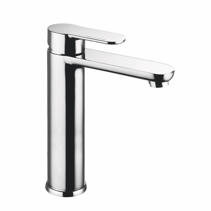 Italo miscelatore monocomando alto per lavabo con scarico click-clack e tappo a copertura totale