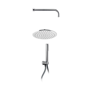 Kit doccia mimo, Composto da braccio doccia orizzontale, Soffione doccia tondo, Supporto fisso con flessibile e doccetta