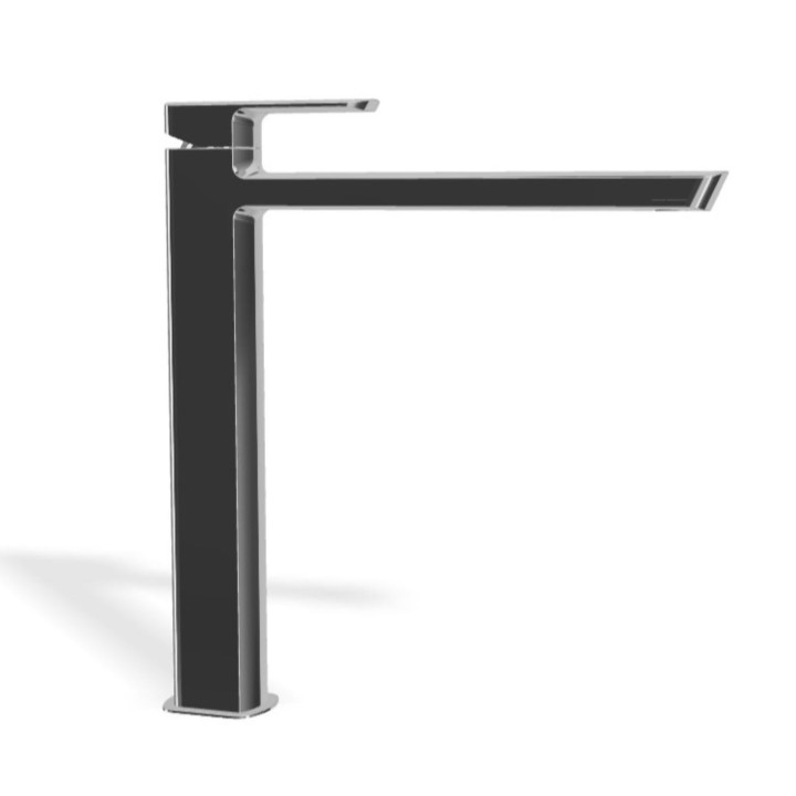 Mis miscelatore monocomando alto per lavabo con  scarico click-clack e tappo a copertura totale