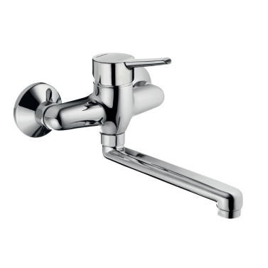 Pin miscelatore a parete per lavello con bocca girevole