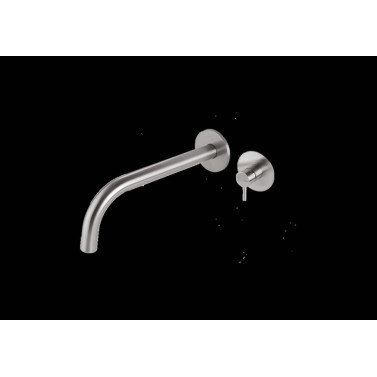 Tiber Steel gruppo miscelatore monocomando a parete per lavabo completo di parti incasso, Senza scarico