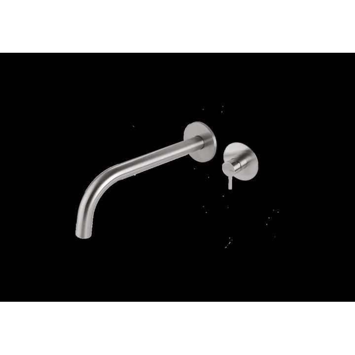 Tiber Steel gruppo miscelatore monocomando a parete per lavabo completo di parti incasso, Senza scarico