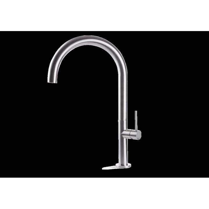 Tiber Steel Kitchen miscelatore monocomando per lavello con canna tonda girevole