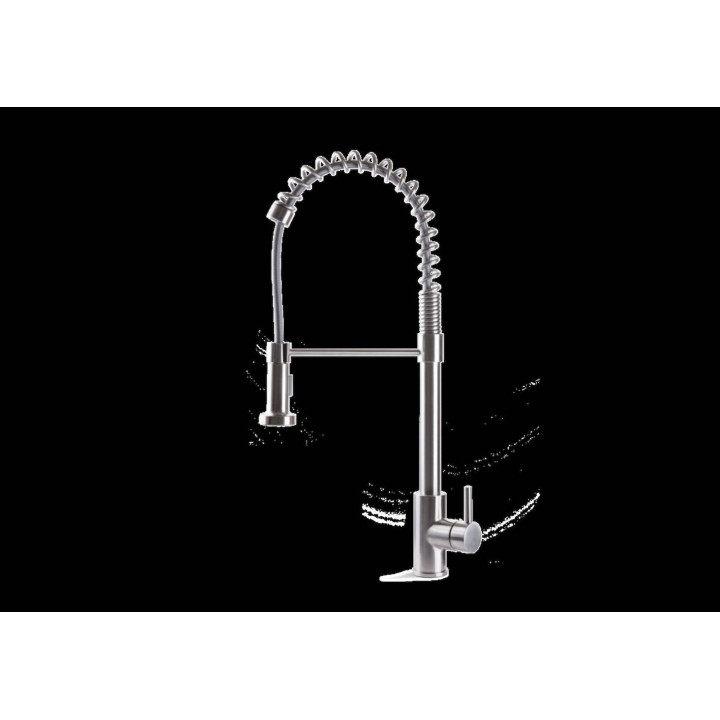 Tiber Steel Kitchen miscelatore monocomando per lavello con molla girevole e orientabile