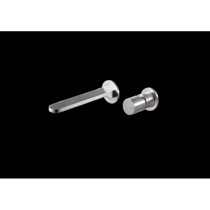 Veny Steel gruppo miscelatore monocomando a parete per lavabo completo di parti incasso, Senza scarico