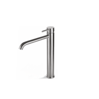 Tiber Steel miscelatore monocomando versione alta per lavabo da appoggio, Senza scarico